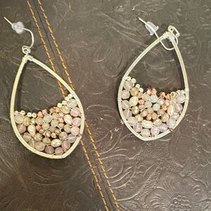 Elegant Silver and Brown Beaded Earrings